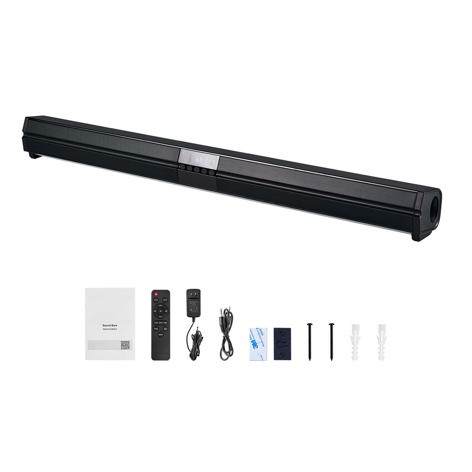 sound bar for smart tv, 2.0 channel, 32 inch compact soundbar tv speakers for projector, bluetooth aux connection, remote control, easy setup, 80w surround sound system for pc home theater audio