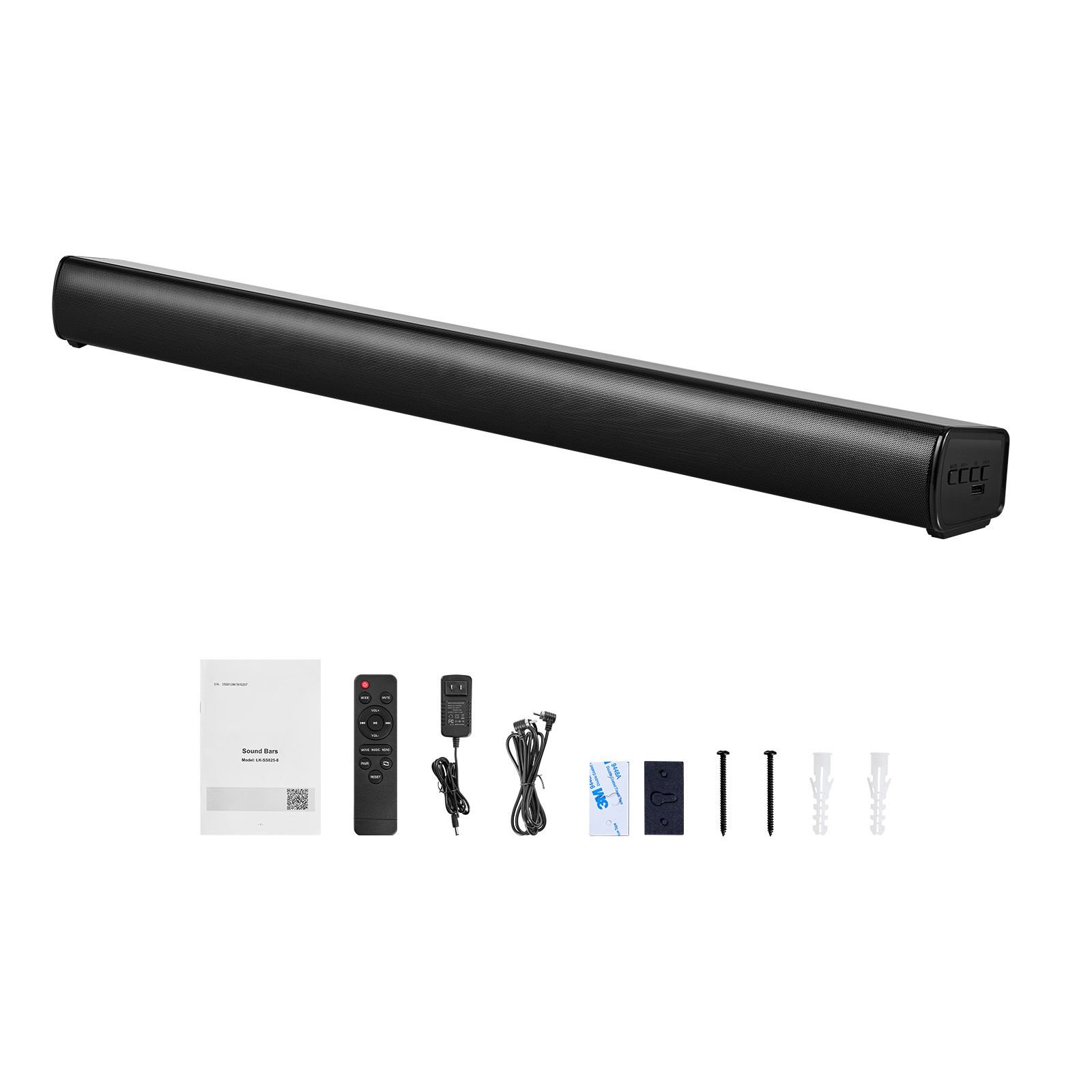 sound bar for smart tv, 2.1 channel, 35 inch compact soundbar tv speakers with built in subwoofer for projector, bluetooth aux connection, easy setup, 120w surround sound system for home audio