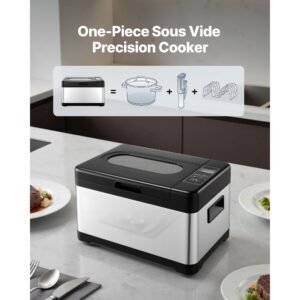 sous vide cooker, 800w sous vide machine, suveed cooking machine with led digital display, glass lid, precise temperature & timer control, for family & friends, all in one sous vide pot