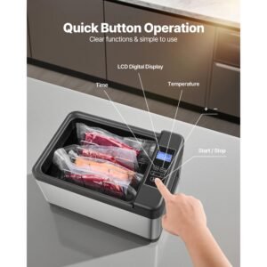 sous vide cooker, 800w sous vide machine, suveed cooking machine with led digital display, glass lid, precise temperature & timer control, for family & friends, all in one sous vide pot