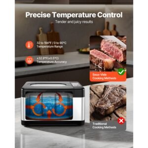 sous vide cooker, 800w sous vide machine, suveed cooking machine with led digital display, glass lid, precise temperature & timer control, for family & friends, all in one sous vide pot
