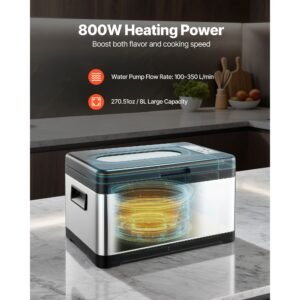 sous vide cooker, 800w sous vide machine, suveed cooking machine with led digital display, glass lid, precise temperature & timer control, for family & friends, all in one sous vide pot