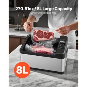 sous vide cooker, 800w sous vide machine, suveed cooking machine with led digital display, glass lid, precise temperature & timer control, for family & friends, all in one sous vide pot