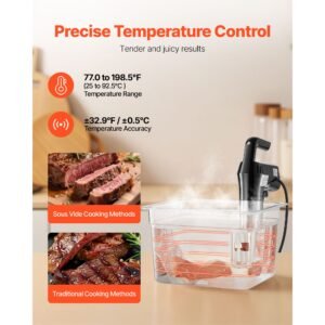 sous vide precision cooker, 1100w sous vide cooking machine, immersion circulator with led digital display, secure clamp design, temperature & timer control, professional sous vide cooker