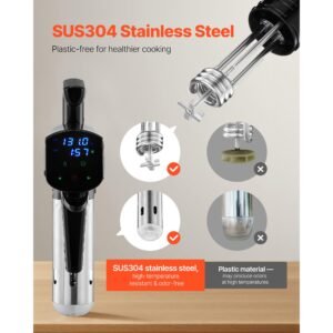 sous vide precision cooker, 1100w sous vide cooking machine, immersion circulator with led digital display, secure clamp design, temperature & timer control, professional sous vide cooker