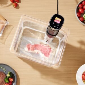 sous vide precision cooker, 1100w sous vide cooking machine, wifi immersion circulator with 10 preset recipes, lcd touchscreen, fast heating, accurate temperature & timer, app control