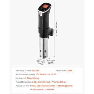 sous vide precision cooker, 1100w sous vide cooking machine, wifi immersion circulator with 10 preset recipes, lcd touchscreen, fast heating, accurate temperature & timer, app control