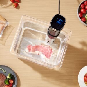 sous vide precision cooker, 1100w sous vide cooking machine, wifi immersion circulator with led digital display, fast heating, accurate temperature & timer control, sus304 stainless steel