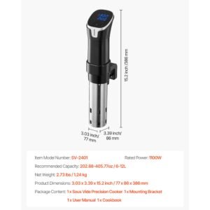 sous vide precision cooker, 1100w sous vide cooking machine, wifi immersion circulator with led digital display, fast heating, accurate temperature & timer control, sus304 stainless steel