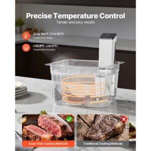sous vide precision cooker, 850w sous vide cooking machine, immersion circulator with led digital display, secure clamp design, fast heating, accurate temperature & timer control, sous vide