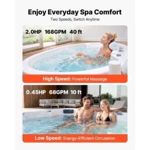 spa pump 2hp hot tub pump 2 speed 56 frame with 1.5" & 2" port, 230v, 168 gpm high speed & 68 gpm low speed, 90° rotational interface, spa bath water circulation, compatible with oem models