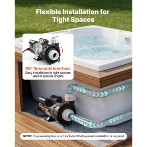 spa pump 3hp hot tub pump 2 speed 48 frame with 1.5" & 2" port, 230v, 190 gpm high speed & 90 gpm low speed, 90° rotational interface, spa bath water circulation, compatible with oem models