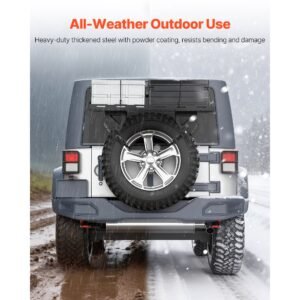 spare tire cargo basket, for 30 40 inch tires, fit for 1976 2024 jeep wrangler jk jl tj yj cj, 80 lbs load capacity, utility cargo basket rack storage tray replacement, no drill installation