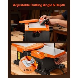 spiral benchtop jointer, 6 in, 2 hp 12000 rpm bench top wood jointer, with 12 blade spiral cutterhead, up to 1/8 in depth, adjustable fence, 6 x 23 in cast aluminum table, for woodworking diy