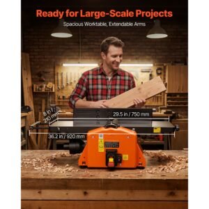 spiral benchtop jointer, 8 inch, 2 hp 8500 rpm bench top wood jointer, with 18 blade spiral cutterhead, extendable cast aluminum table, up to 1/8 in depth, adjustable fence, for woodworking diy