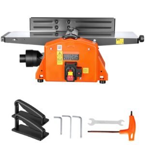 Spiral Benchtop Jointer, 8 Inch, 2 HP 8500 RPM Bench Top Wood Jointer, with 18-Blade Spiral Cutterhead, Extendable Cast Aluminum Table, Up to 1/8 in Depth, Adjustable Fence, for Woodworking DIY