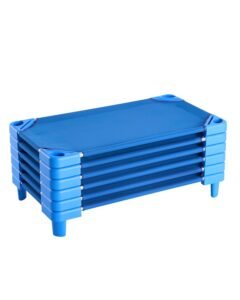 Stackable Kiddie Cot, Pack of 6, Portable Toddler Nap Cots, Standard Size 40" L x 23" W Daycare Cots for Kids, Preschool Classroom Daycare Beds for Sleeping, Resting, Naptime, Blue