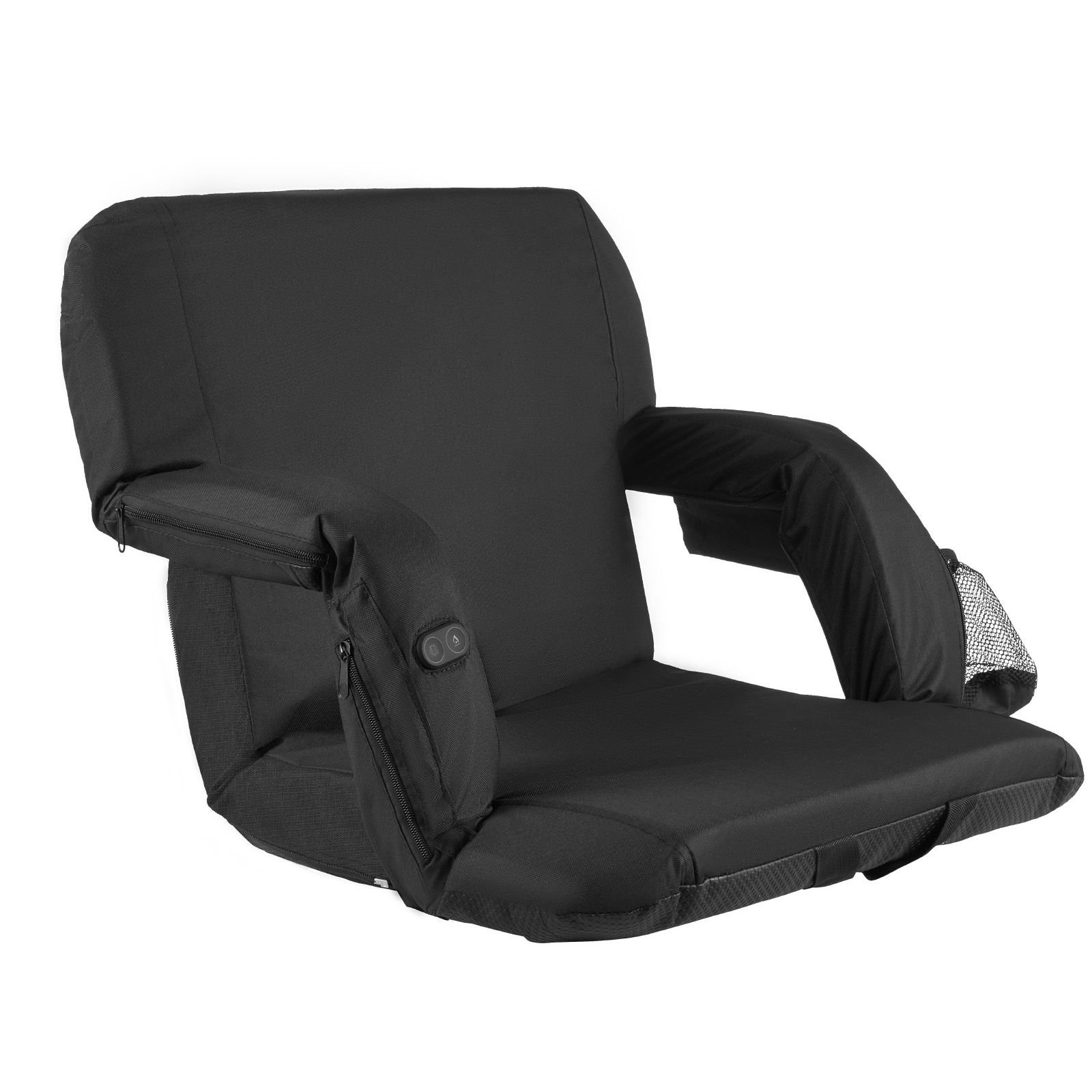 stadium seat, 25 inch heated stadium chair, bleacher seat heated with 4 pockets for bleachers, 3 level heating & 6 modes vibration portable heating stadiums chair for camping, sports events