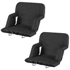 Stadium Seat, 6 Adjustable Angle Bleacher Chair, 2.75'' Cushion Stadium Seat with Back Support and Armrest, Wide Bleacher Chair with Hook Pocket Cupholder for Picnics, Beach Sports, and Gaming