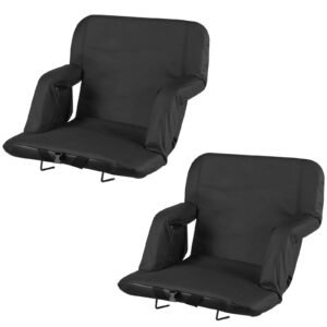 Stadium Seat, 6 Adjustable Angle Wide Bleacher Chair, 2.9'' Cushion Padded Stadium Seat with Armrest and Back Support, Stadiums Chair with Hook Cupholder for Picnics, Beach Sports, and Gaming