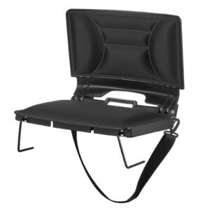 stadium seat, folding bleacher chair with back support and thick cushion, padded stadium seat for bleacher includes shoulder strap, hooks, cup holder, lycra material, side pocket, pp material