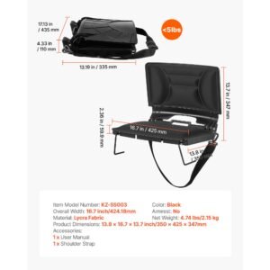 stadium seat, folding bleacher chair with back support and thick cushion, padded stadium seat for bleacher includes shoulder strap, hooks, cup holder, lycra material, side pocket, pp material