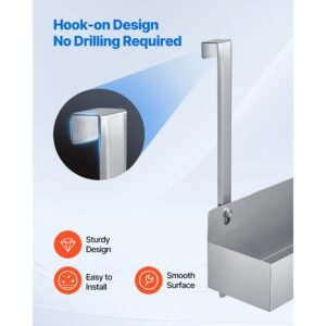 stainless steel bottle holder, 24 inch bar speed rail, liquor bottle holder rack with bolt on mounting & hook on mounting, wall mounted syrup rack for kitchen, bar, restaurant, pub, silver