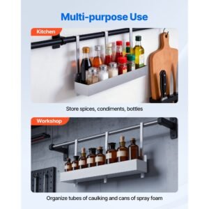 stainless steel bottle holder, 24 inch bar speed rail, liquor bottle holder rack with bolt on mounting & hook on mounting, wall mounted syrup rack for kitchen, bar, restaurant, pub, silver