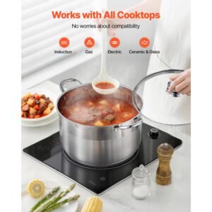 stainless steel stock pot, 12 quart stainless steel stockpot with glass lid, pfoa free, pfas free, compatible with gas stoves, induction cooktops, electric stoves, for soups, stews, and pasta