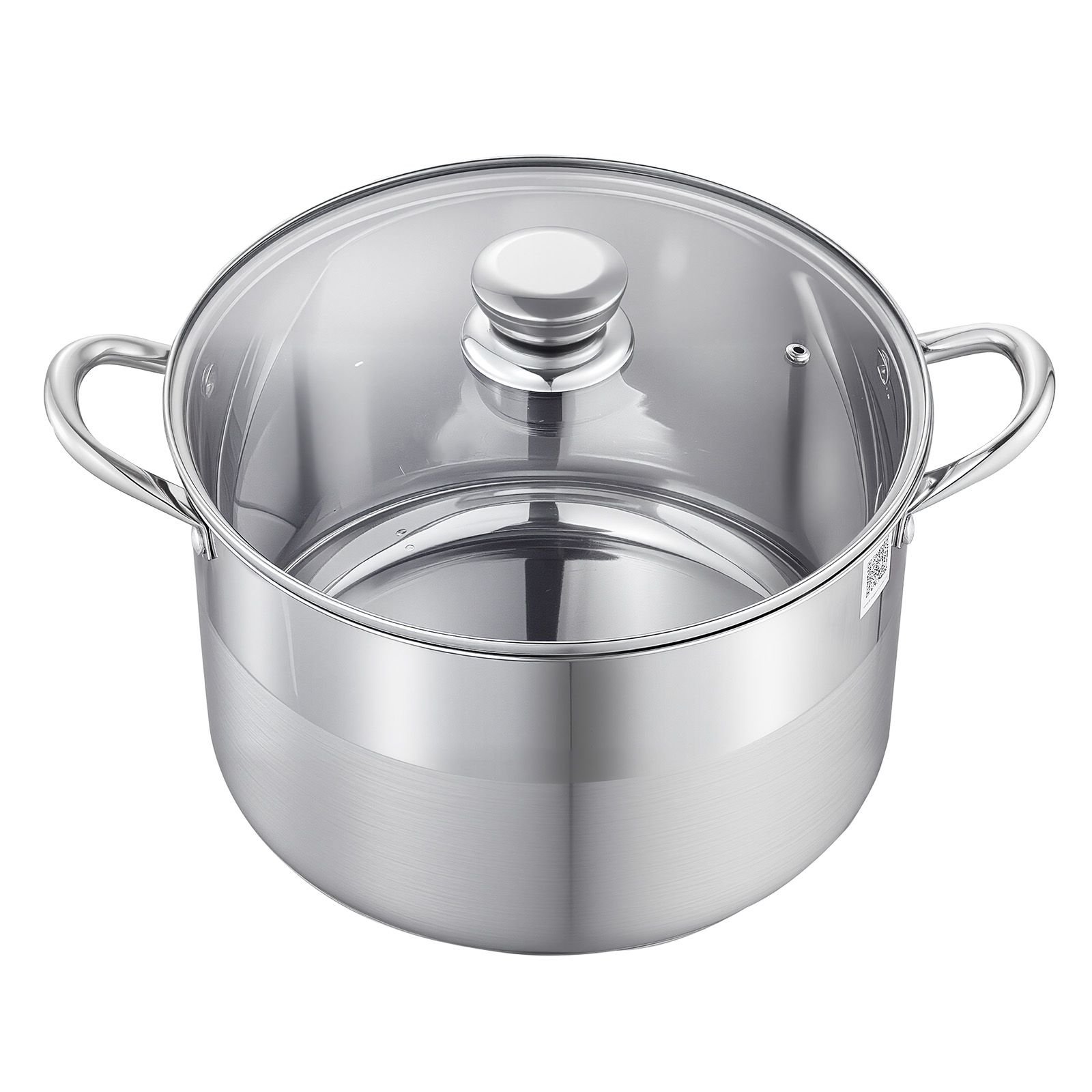 stainless steel stock pot, 12 quart stainless steel stockpot with glass lid, pfoa free, pfas free, compatible with gas stoves, induction cooktops, electric stoves, for soups, stews, and pasta