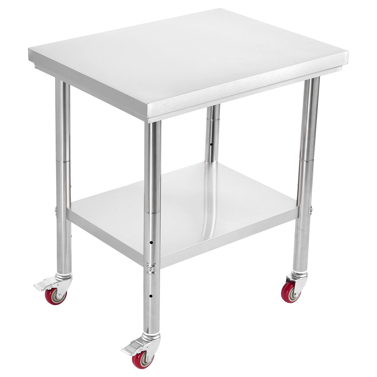 stainless steel table, 24 x 30 inches food prep worktable with wheels, kitchen prep table with adjustable undershelf workstations for commercial kitchen, restaurant, hotel and garage, outdoor