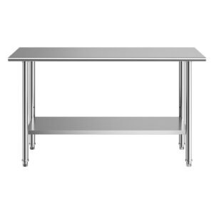 Stainless Steel Work Table, 24x60 Inch Food Prep Table, Commercial Kitchen Workstation with Adjustable Undershelf, Metal Heavy Duty Utility Worktable, for Restaurant Home Hotel Garage Outdoor