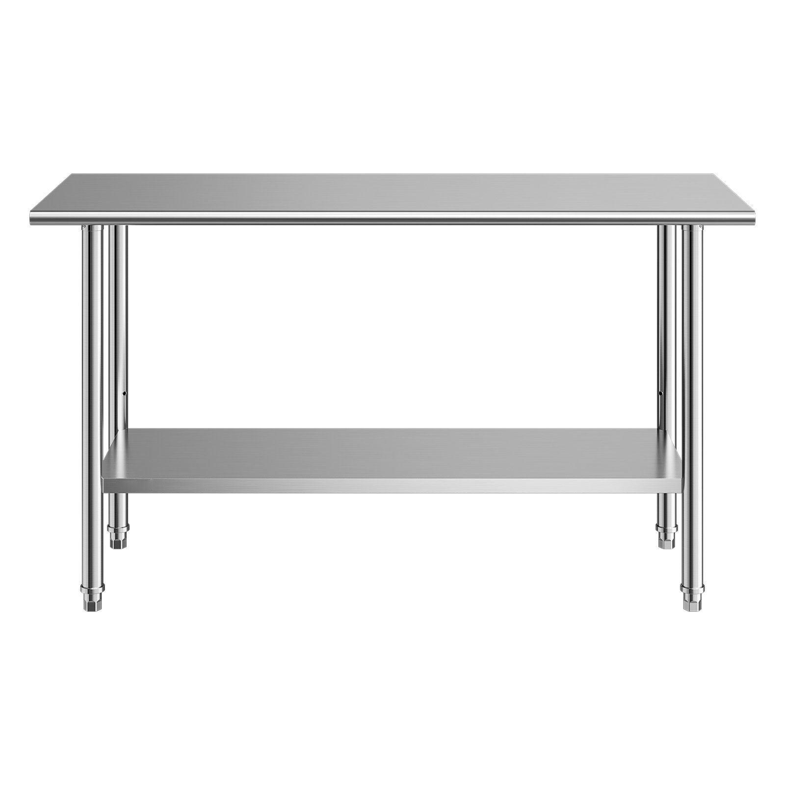 stainless steel work table, 24x60 inch food prep table, commercial kitchen workstation with adjustable undershelf, metal heavy duty utility worktable, for restaurant home hotel garage outdoor