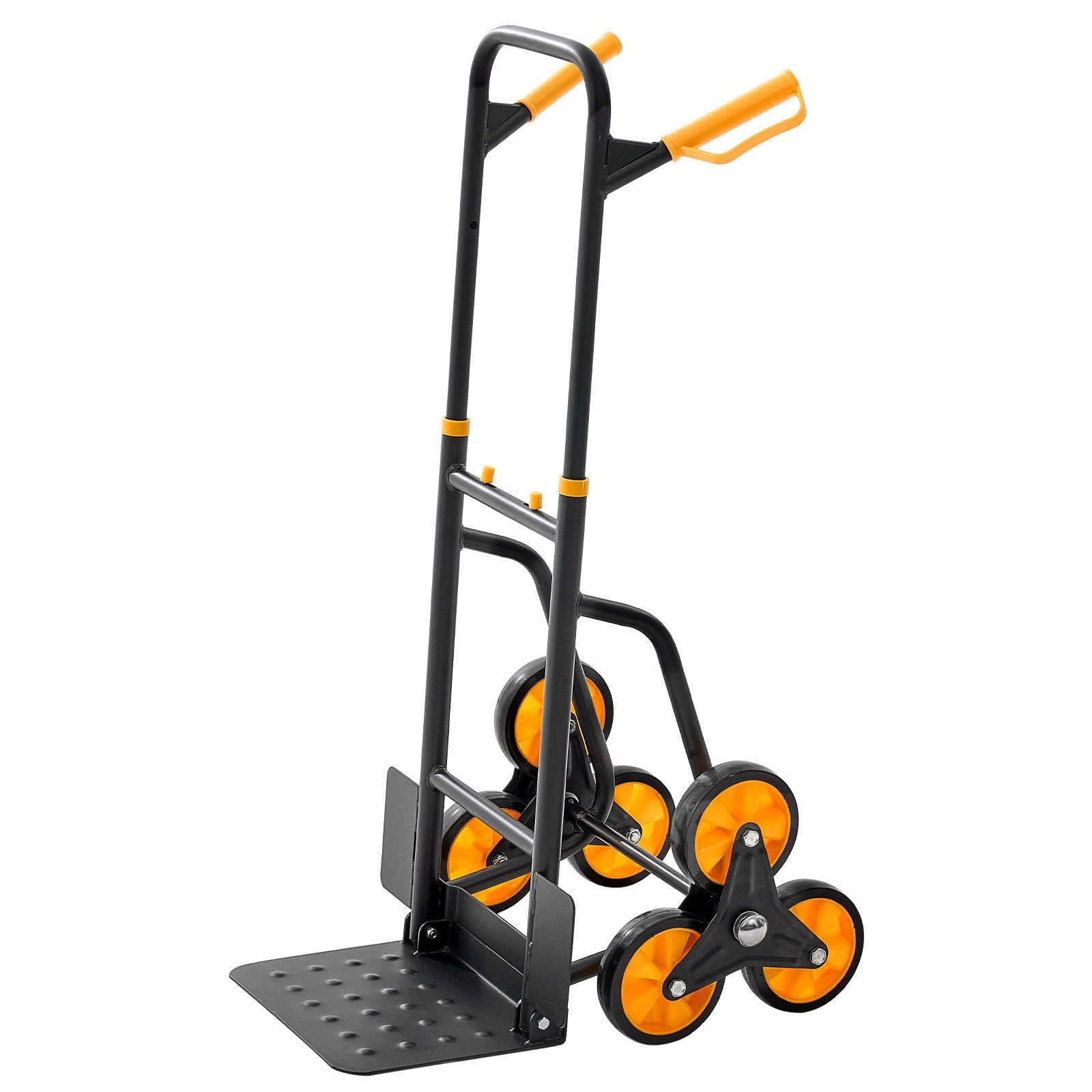 stair climbing cart, 440 lbs stair climbing capacity, heavy duty folding trolley cart with telescoping handle, 6 wheels and 2 bungee cords, stair climber dolly for home, groceries, warehouse