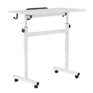 Standing Desk, Adjustable Height Mobile Stand Up Desk 360° Tilting Desktop, 32 x 16 in Small Computer Sit Stand Rolling Workstation w/ Hook, Lockable Casters, 55.1 lbs Capacity for Home Office