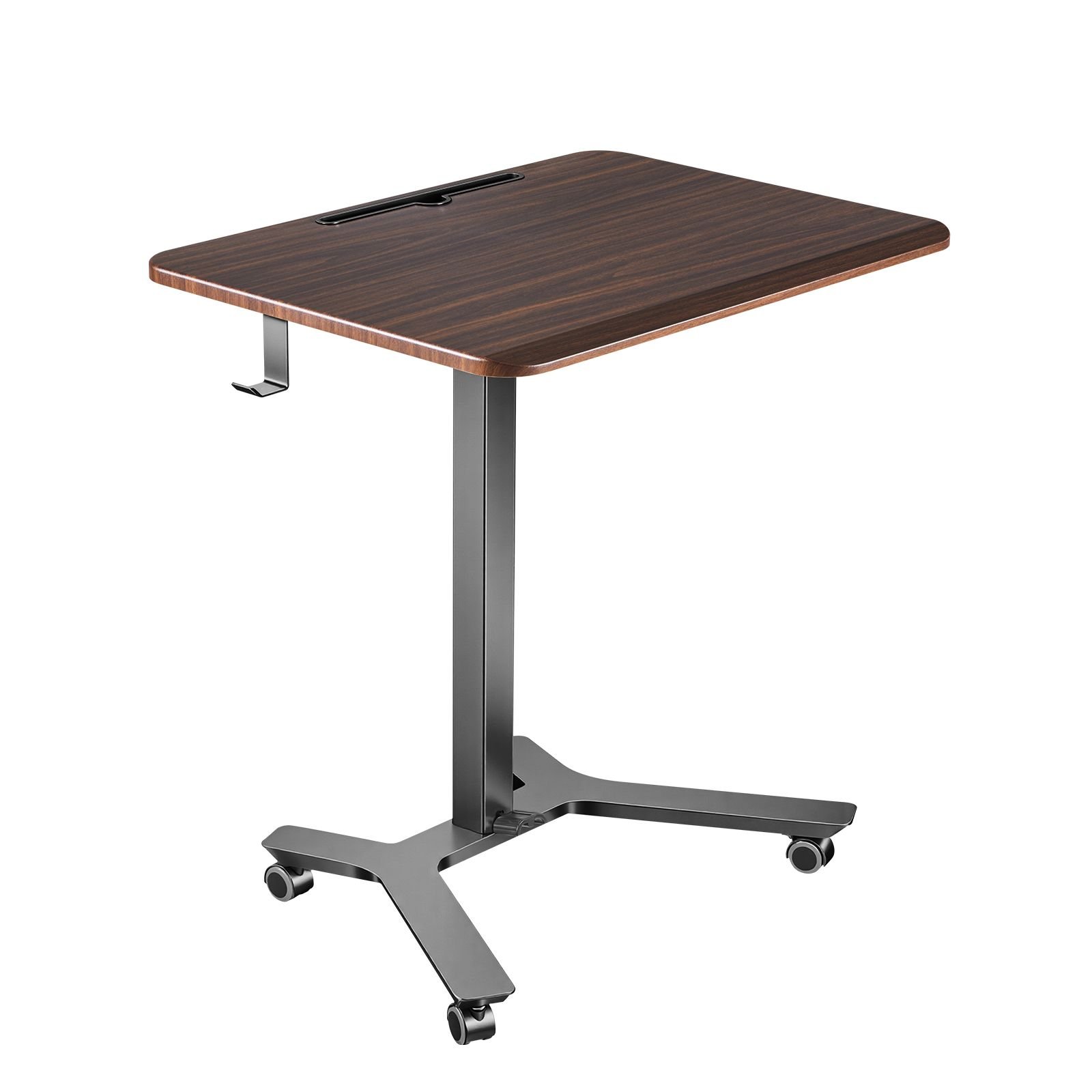standing desk, adjustable height mobile stand up desk w/ casters, 28.2 x 20.5 in small computer sit stand rolling workstation w/ hook, 33 lbs capacity, foot pedal pneumatic lift for home office