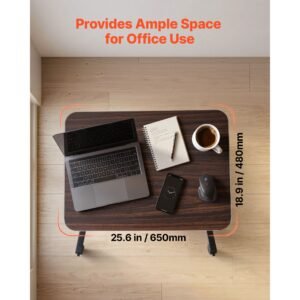 standing desk, adjustable height mobile stand up desk with 4 casters, 25.6 x 19 in small computer sit stand rolling workstation with hook, 33 lbs desktop capacity, ideal for home office, brown