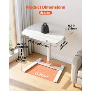 standing desk, adjustable height mobile stand up desk with tilting desktop, 25.6 x 19 in small computer sit stand workstation, 33 lbs capacity, pneumatic lift for home office, fully assembled