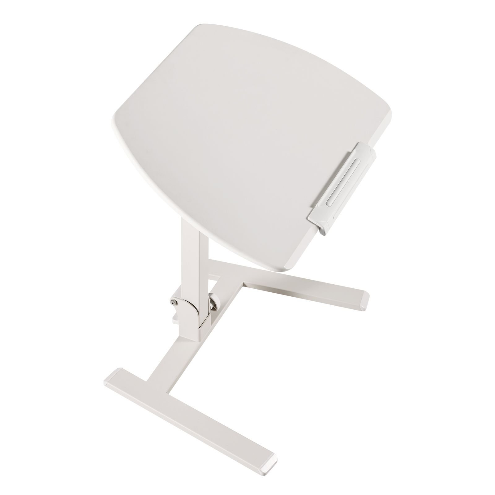 standing desk, adjustable height mobile stand up desk with tilting desktop, 25.6 x 19 in small computer sit stand workstation, 33 lbs capacity, pneumatic lift for home office, fully assembled
