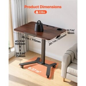standing desk, adjustable height mobile stand up desk with tilting desktop, 28.2 x 20.7 in small computer sit stand workstation, 33 lbs capacity, foot pedal pneumatic lift for home, office