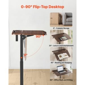 standing desk, adjustable height mobile stand up desk with tilting desktop, 28.2 x 20.7 in small computer sit stand workstation, 33 lbs capacity, foot pedal pneumatic lift for home, office