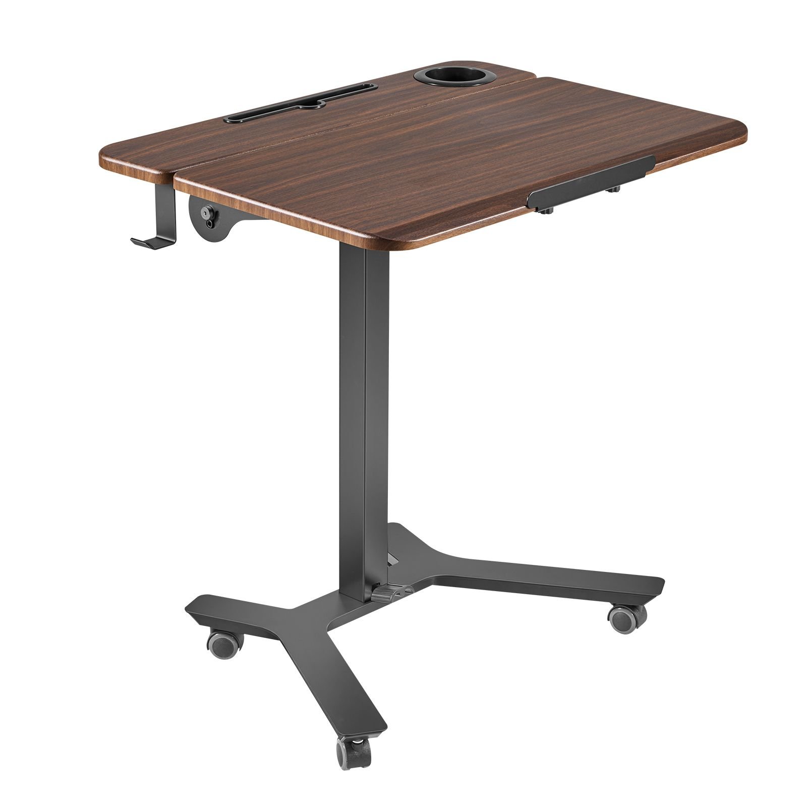 standing desk, adjustable height mobile stand up desk with tilting desktop, 28.2 x 20.7 in small computer sit stand workstation, 33 lbs capacity, foot pedal pneumatic lift for home, office
