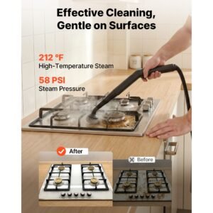 steam cleaner, 51 oz tank, steamer for cleaning with 19 accessories, extended power cord and hose, portable handle, fast heating, powerful canister steam cleaner for home, car detailing, floors