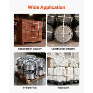 steel banding strapping kit, heavy duty banding sealer tool with 100 ft binding straps, 100 metal clasps, manual pallet packaging strapping kit for warehouse, transportation, industrial bundling