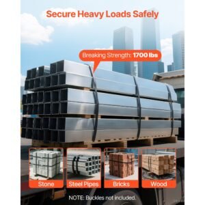 steel strapping coil, 3/4 in x 0.02 in x 1640 ft, metal strapping banding roll withstands harsh environment, 1700 lbs break strength, heavy duty banding pallet strap coil for pallet packing