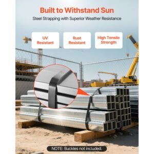 steel strapping coil, 3/4 in x 0.02 in x 1640 ft, metal strapping banding roll withstands harsh environment, 1700 lbs break strength, heavy duty banding pallet strap coil for pallet packing