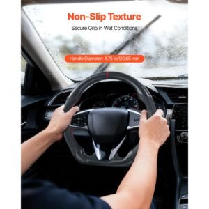 steering wheel for 2016 2021 honda civic, carbon fiber steering wheel d shaped flat bottom, leather grip with non slip texture & precise stitching, accessories replacement for honda civic, black
