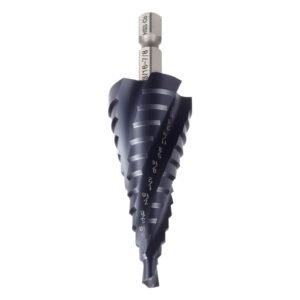 Step Drill Bit, 3/16 to 7/8 inch, 1/4 inch Hex Shank, TiAlN Coating Cobalt HSS High Speed Steel, Four Spiral Flute Step Bit for Metal, Stainless Steel, Aluminum, Wood, Plastic, Fiberglass