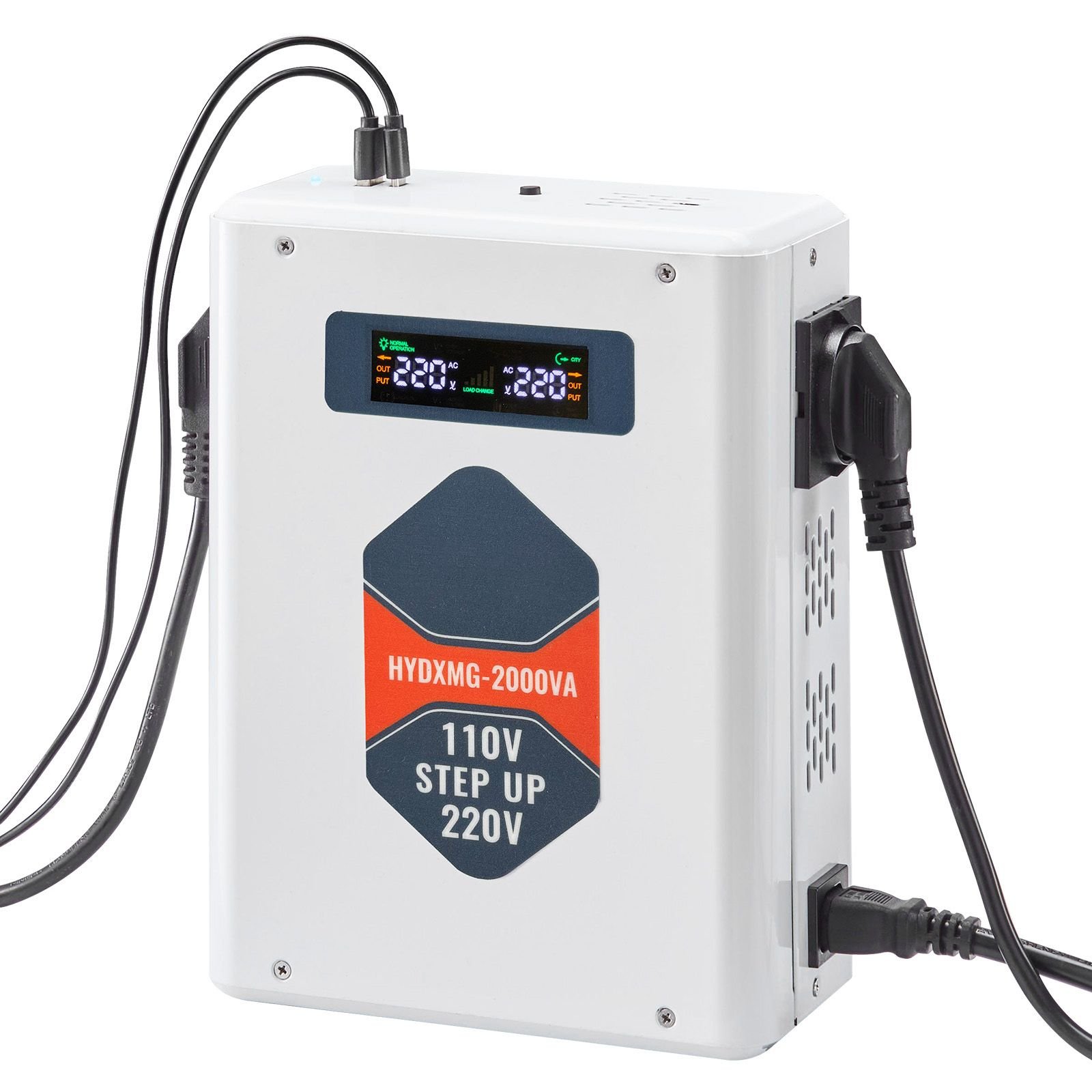 step up voltage converter, 2000va, heavy duty voltage power converter, 110v to 220v power transformer, with 2 eu outlets, usb output, lcd display, temperature protection, for 220v appliances