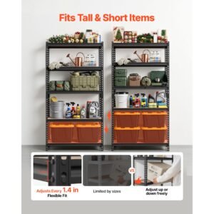 storage shelves, 5 tier adjustable, 2000 lbs capacity, heavy duty garage storage shelving unit, metal utility rack shelf, for garage warehouse basement kitchen, 36.34" w x 16.34" d x 71.38" h